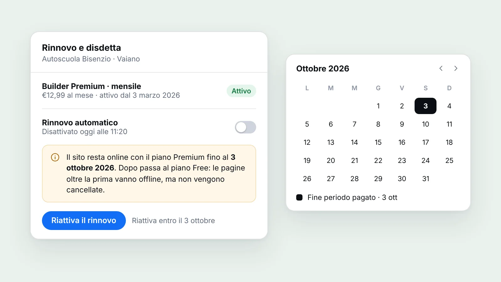 Disdetta e rinnovo automatico